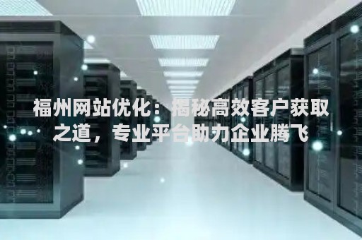 福州网站优化：揭秘高效客户获取之道，专业平台助力企业腾飞